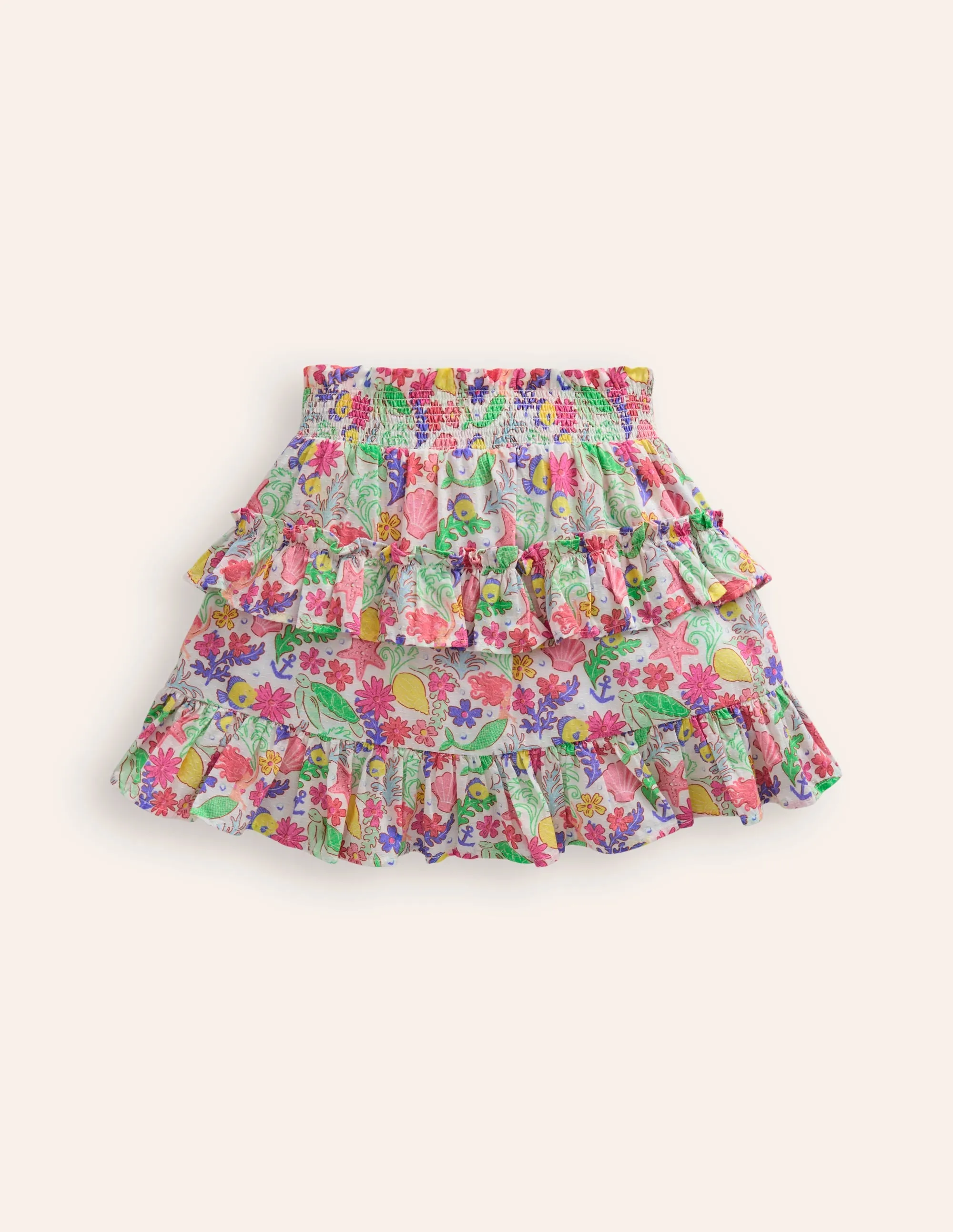 Tiered Printed Skort-Multi Mermaid Ditsy