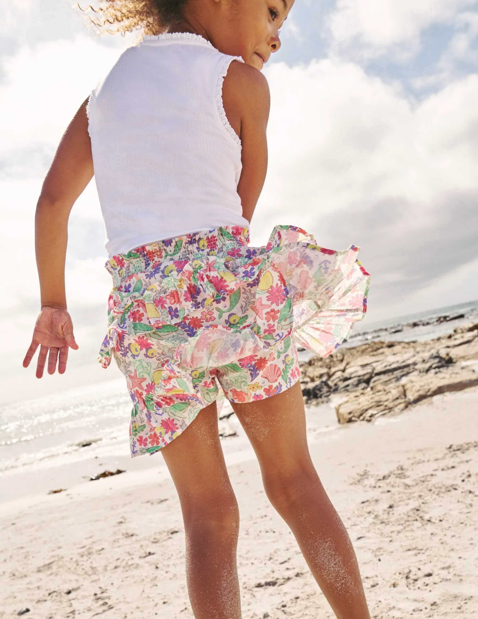Tiered Printed Skort-Multi Mermaid Ditsy