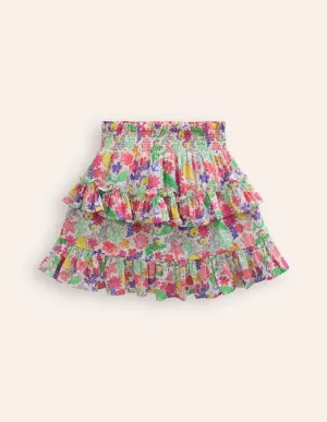 Tiered Printed Skort-Multi Mermaid Ditsy