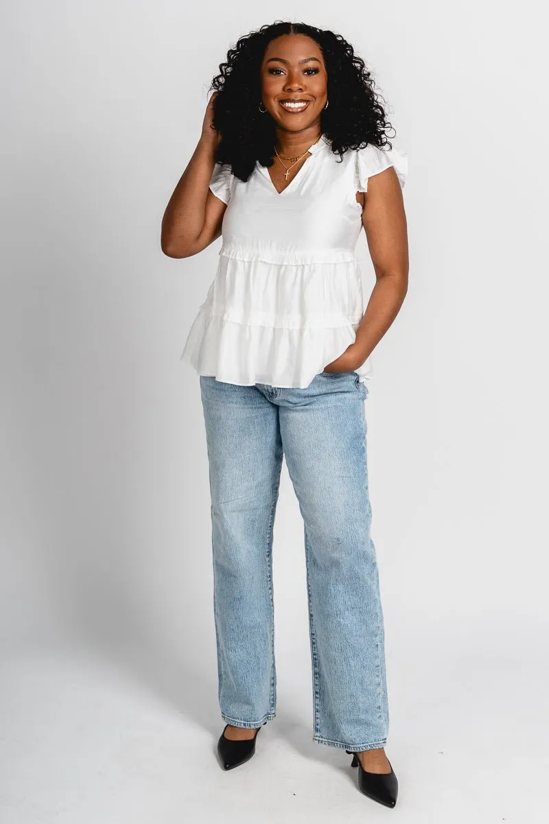 Tiered ruffle blouse off white