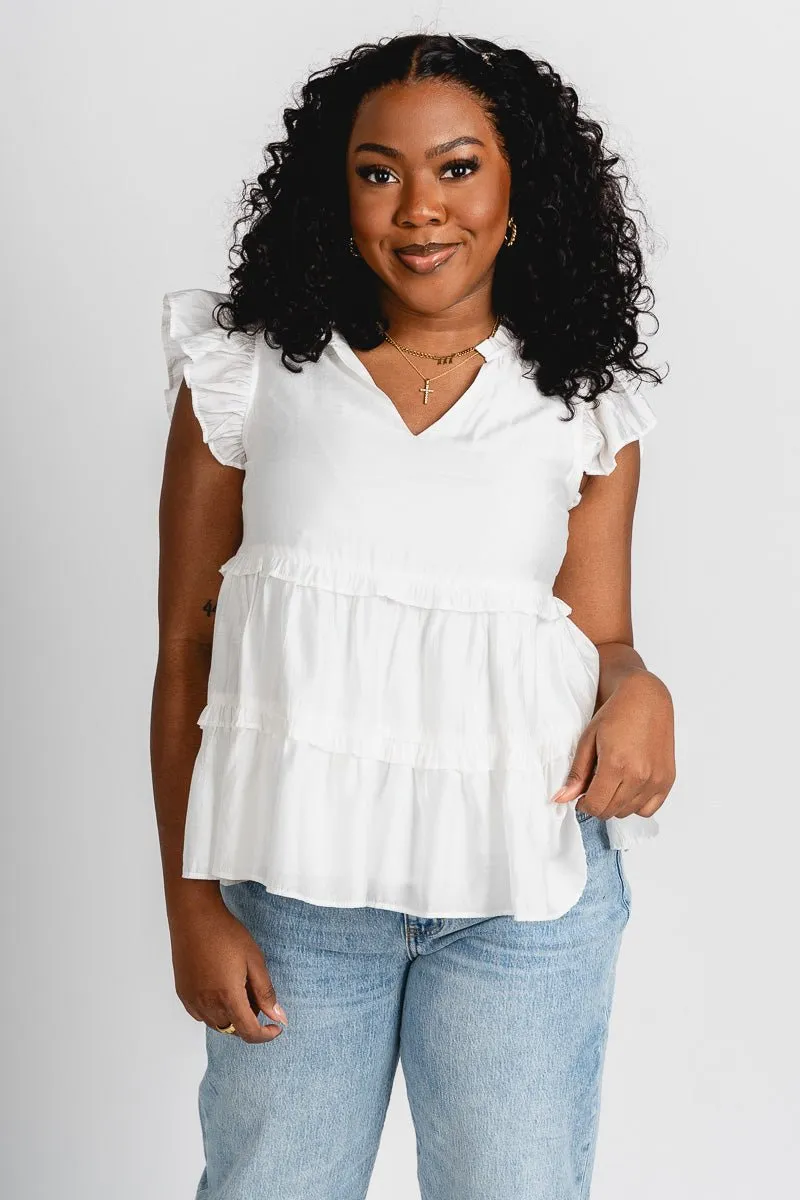 Tiered ruffle blouse off white
