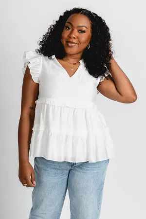 Tiered ruffle blouse off white