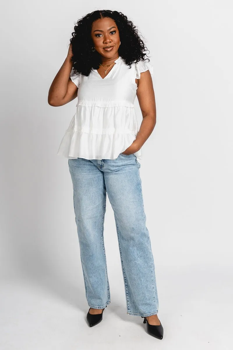 Tiered ruffle blouse off white