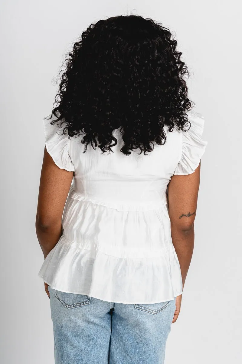 Tiered ruffle blouse off white