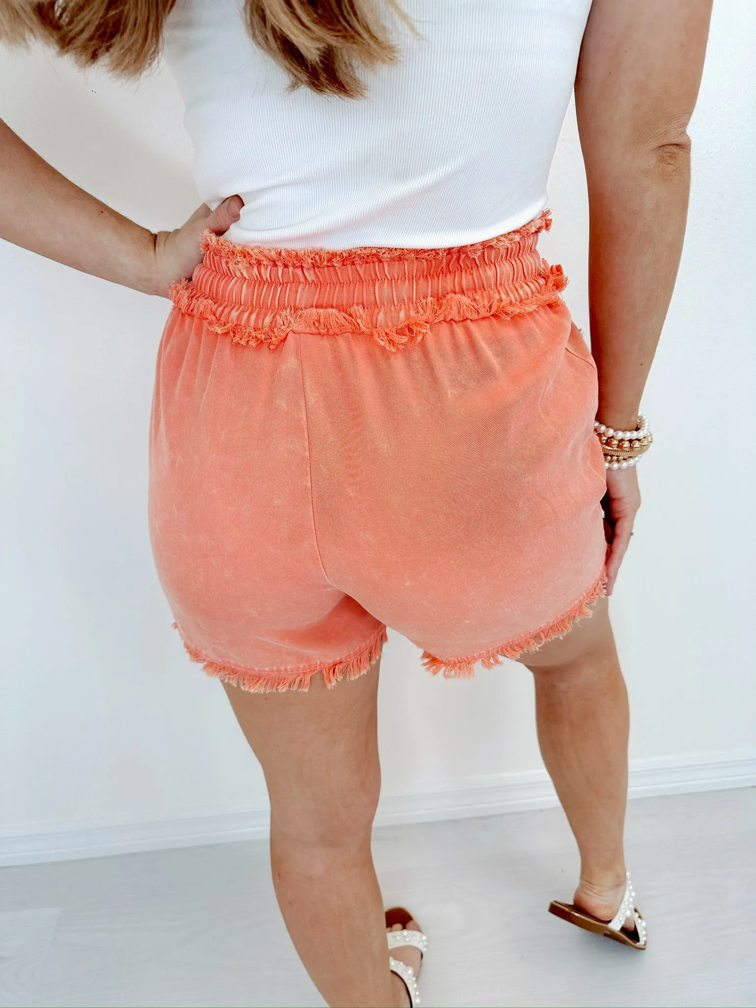 Trevor Trendy Washed Shorts - Orange