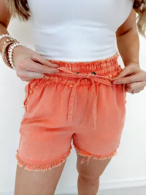 Trevor Trendy Washed Shorts - Orange