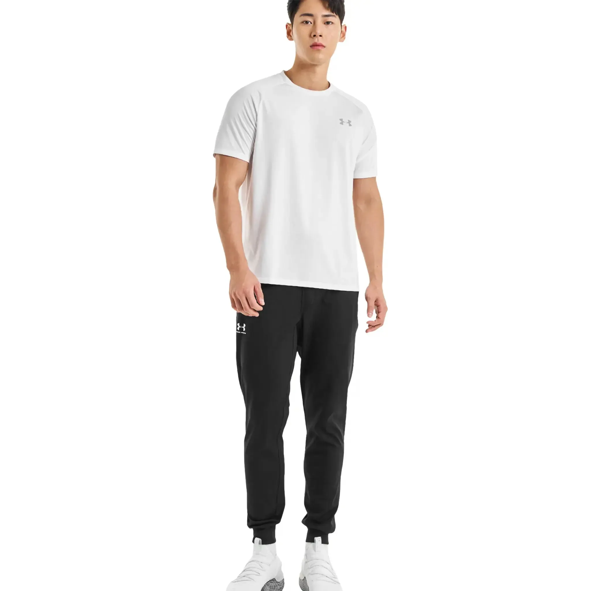 Under Armour UA Tech White Black T Shirt & Shorts