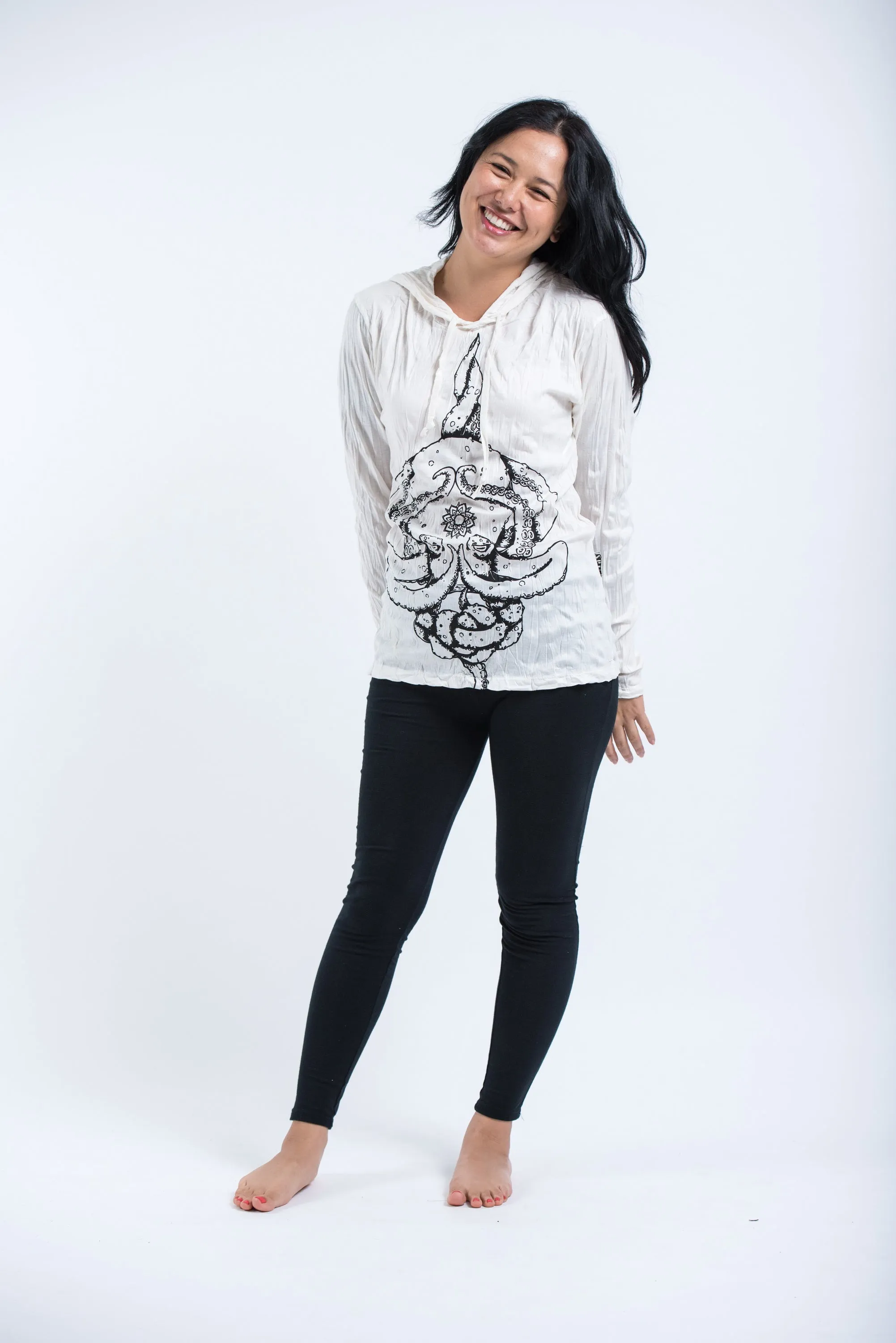 Unisex Octopus Mandala Hoodie in White