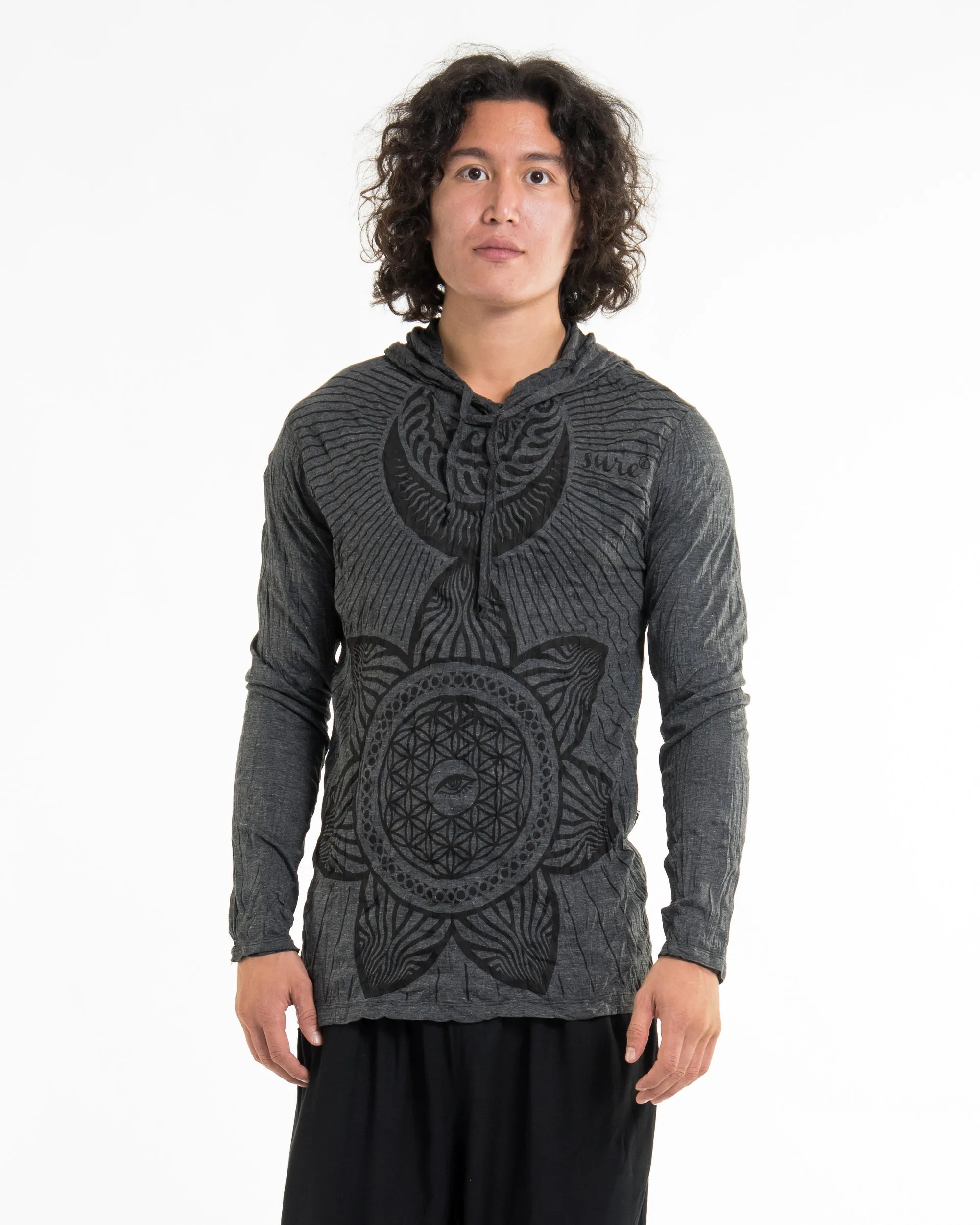 Unisex Sacred Geometry Mandala Hoodie in Black