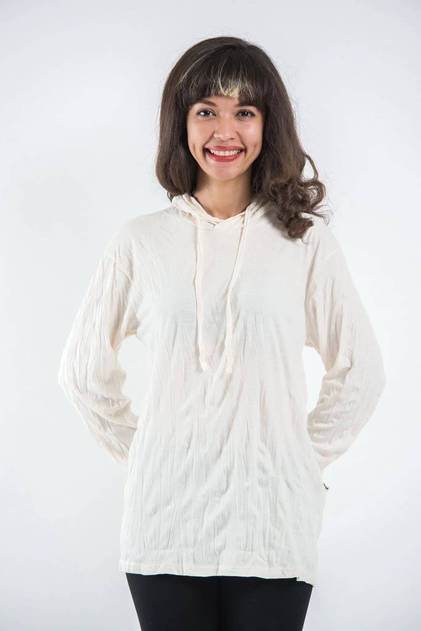 Unisex Solid Color Hoodie in White