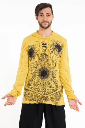 Unisex Sunflower Skull Hoodie in Yellow