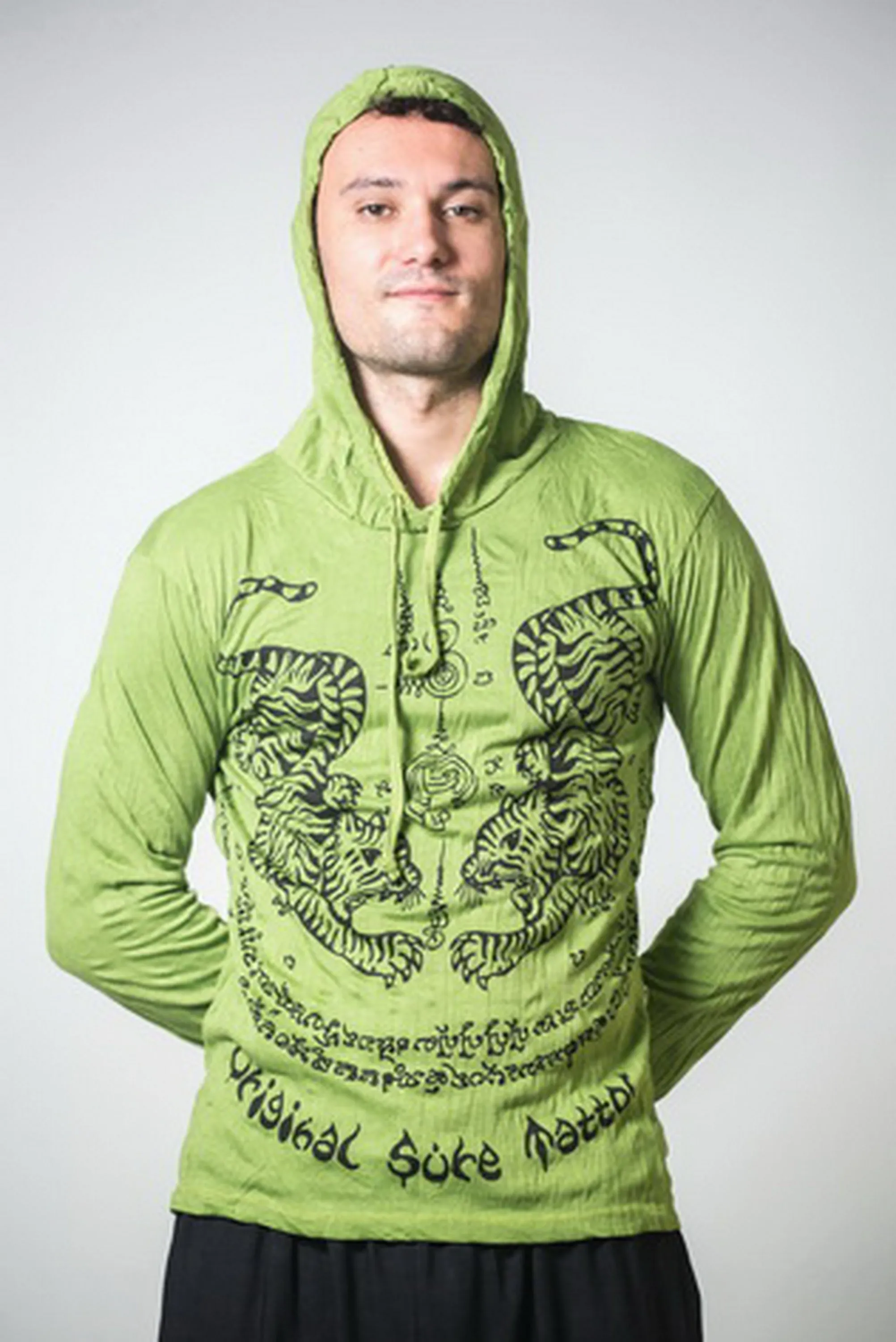 Unisex Thai Tattoo Hoodie in Lime