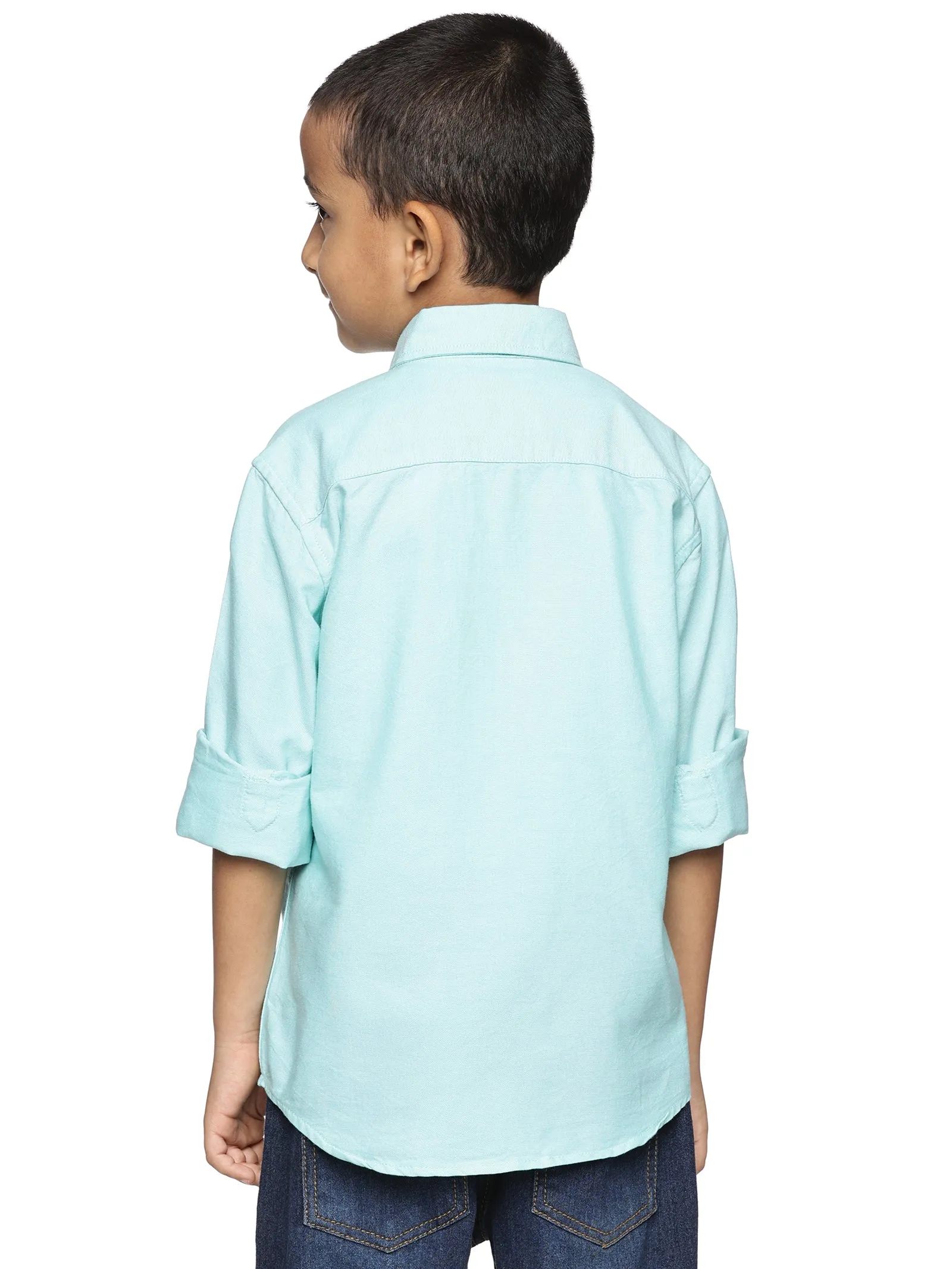 U.S. ELK Boys' and Men's Long Sleeve Button Down Dress Shirts-Sea Green