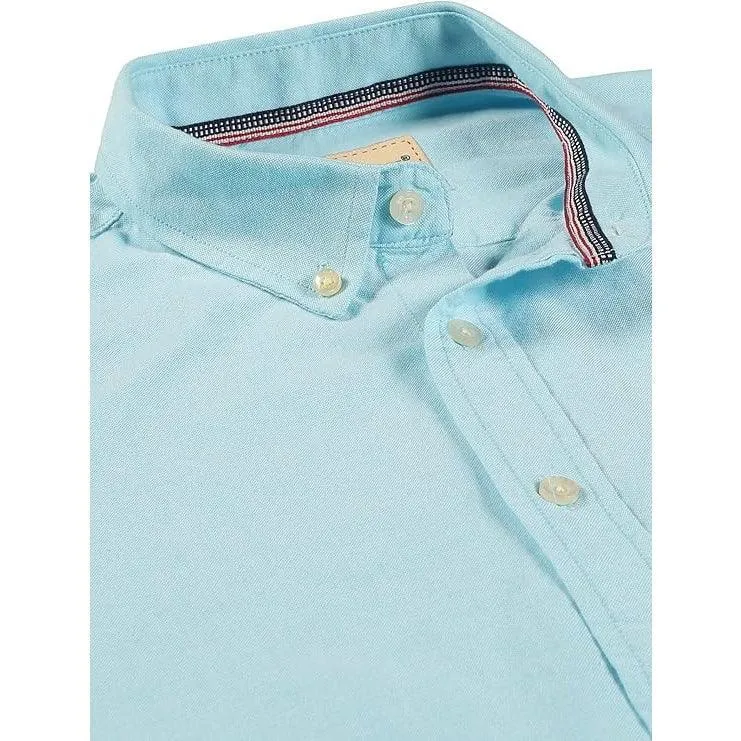 U.S. ELK Boys' and Men's Long Sleeve Button Down Dress Shirts-Sea Green