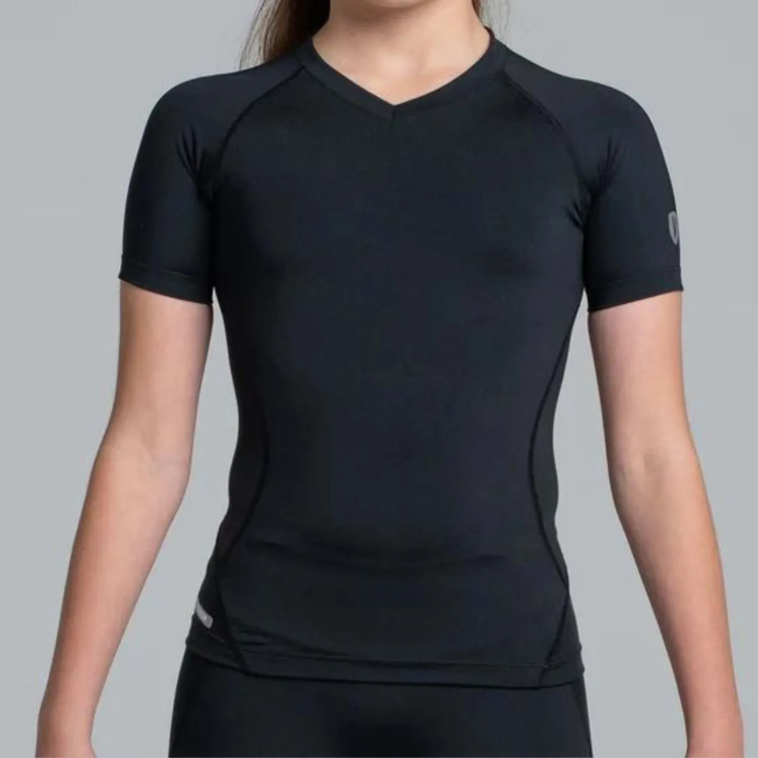 Valour Compression - Girls Black Short Sleeve Top