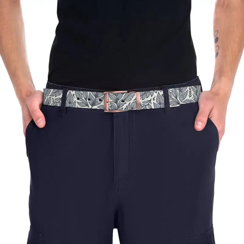 Versatile Leaves Pattern Belt with Buckle Options