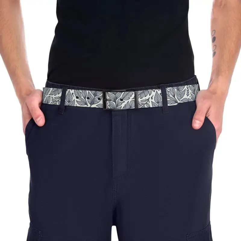 Versatile Leaves Pattern Belt with Buckle Options