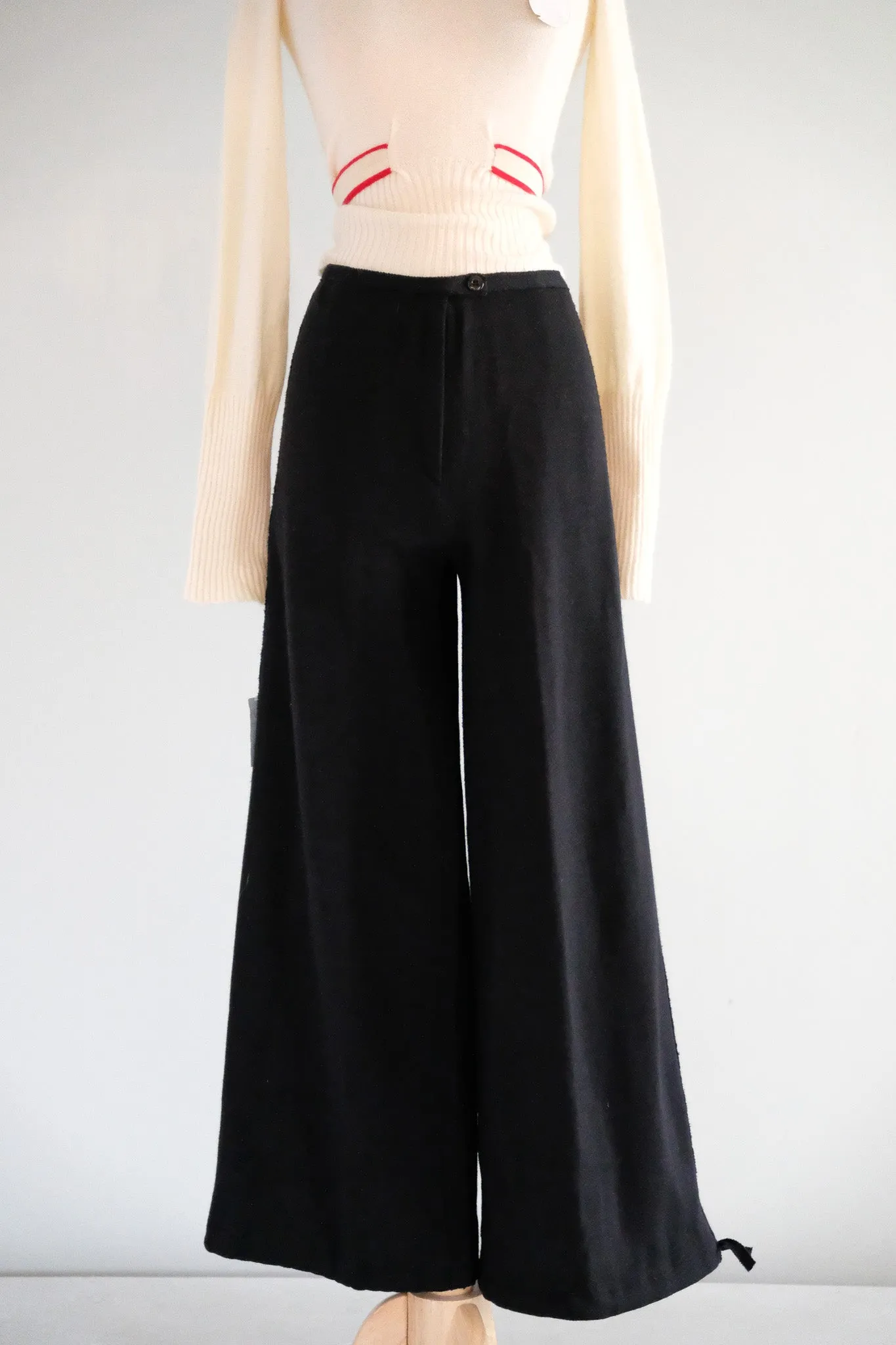 Vintage 1970's NOS Versatile Black Wool Knit Sonia Rykiel Pants / M