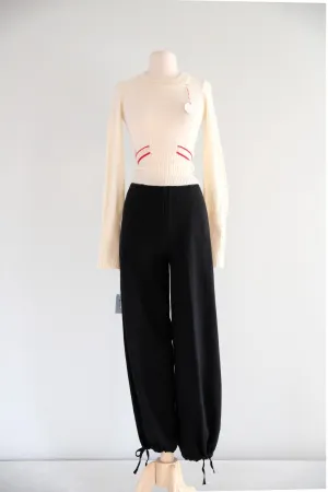 Vintage 1970's NOS Versatile Black Wool Knit Sonia Rykiel Pants / M