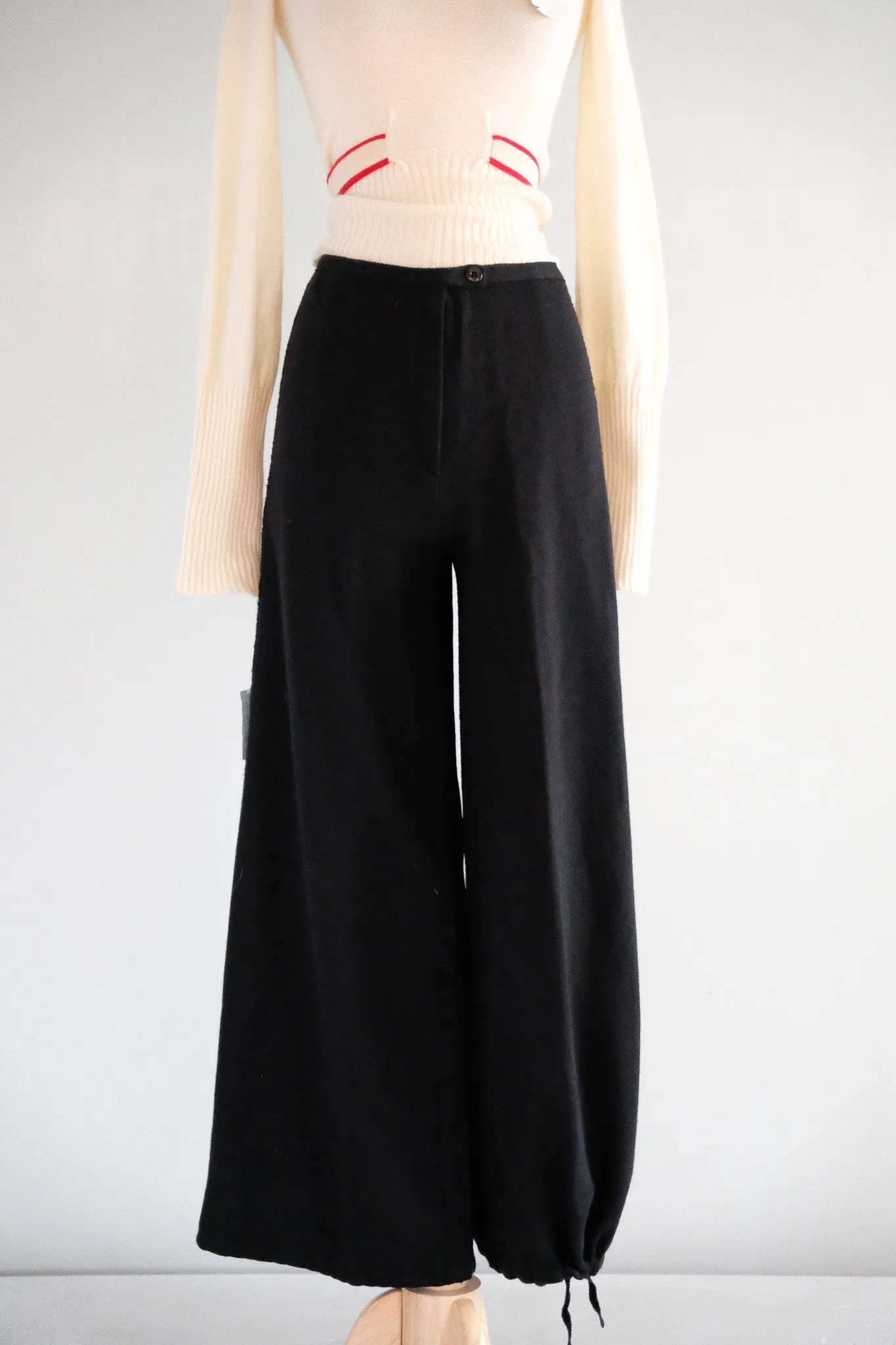Vintage 1970's NOS Versatile Black Wool Knit Sonia Rykiel Pants / M