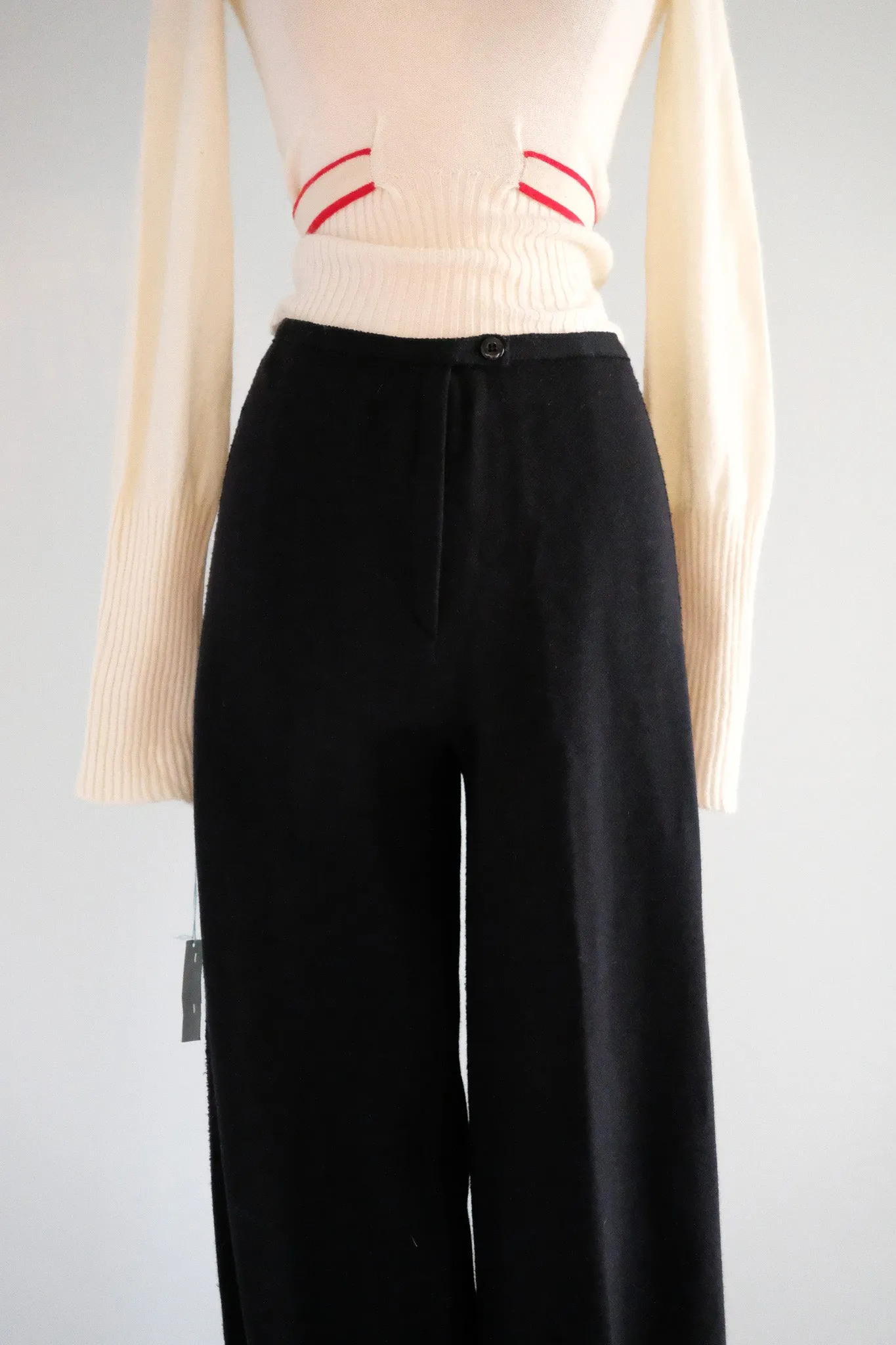 Vintage 1970's NOS Versatile Black Wool Knit Sonia Rykiel Pants / M