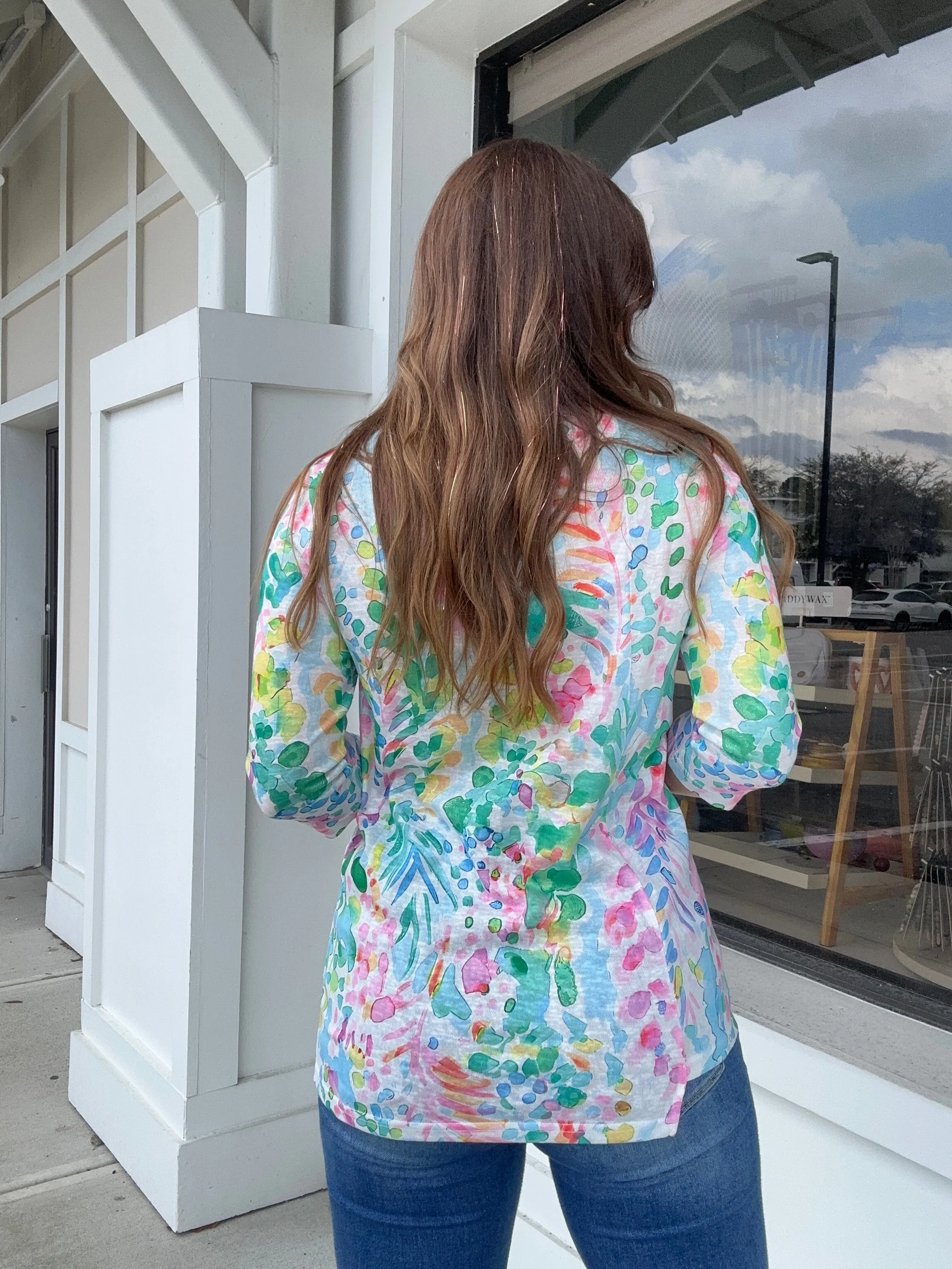 Watercolor Button Detail Top
