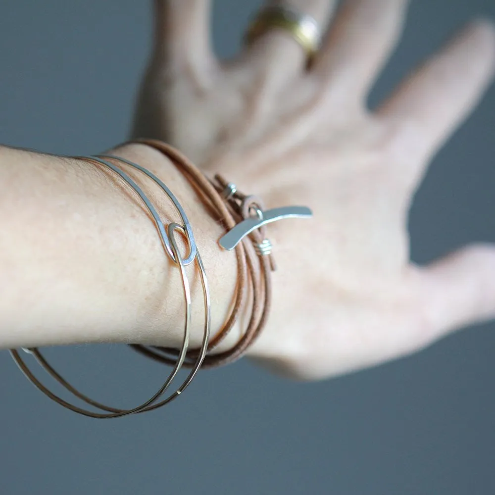 Whale Tail Leather Wrap Bracelet