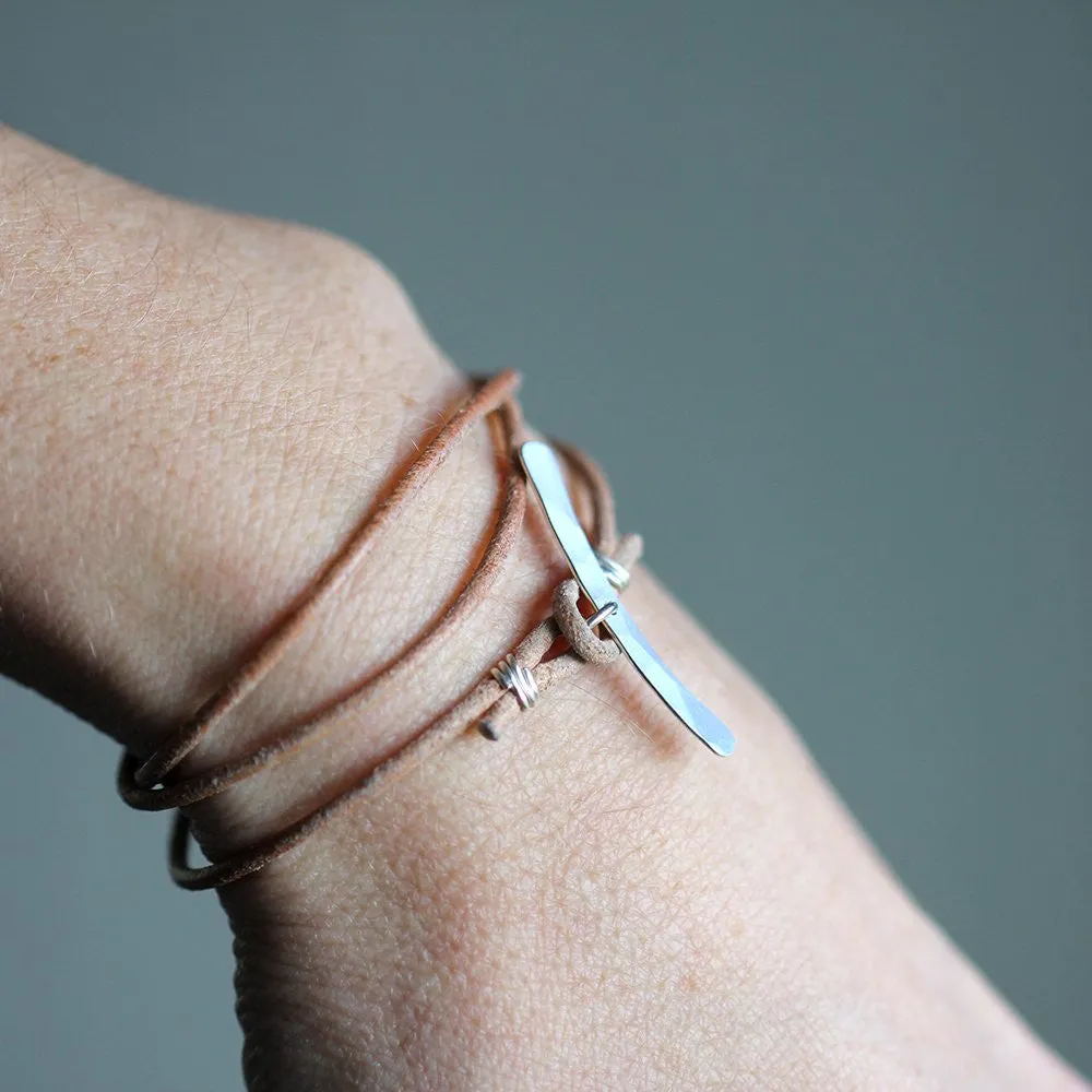Whale Tail Leather Wrap Bracelet