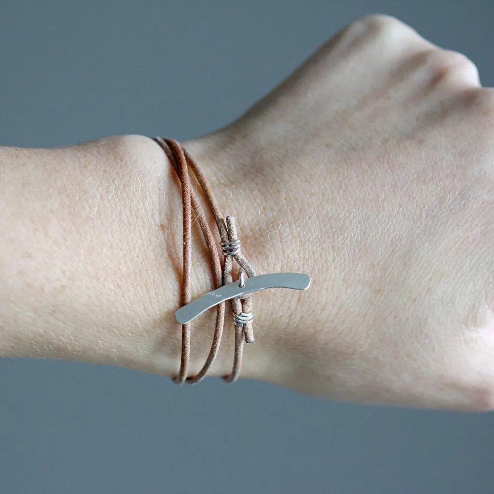 Whale Tail Leather Wrap Bracelet