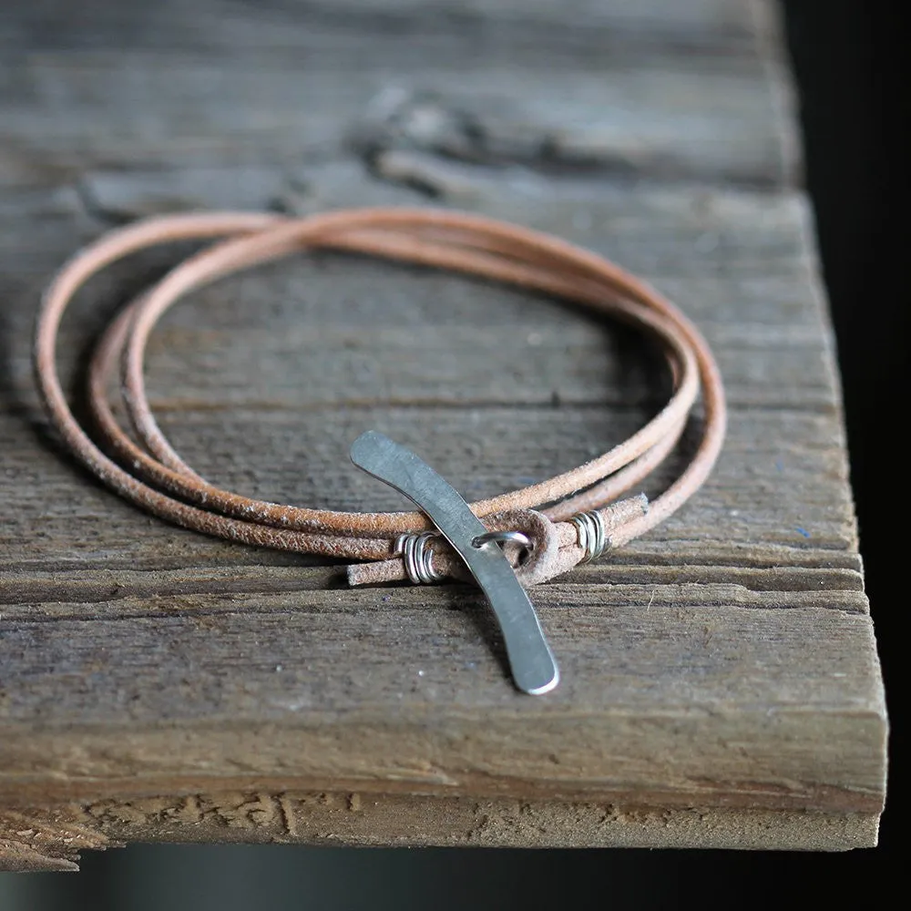 Whale Tail Leather Wrap Bracelet