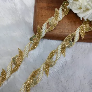 White and Golden Embellished Handwork Trim (Wholesale)