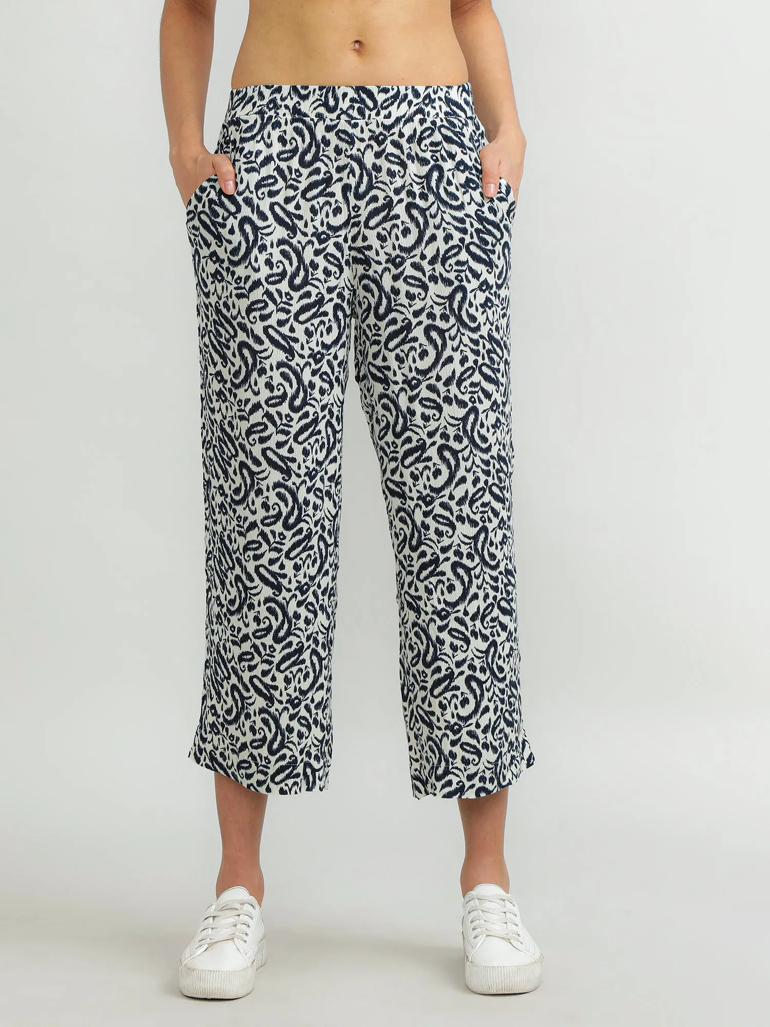 Women Viscose Cream Elegant Pants