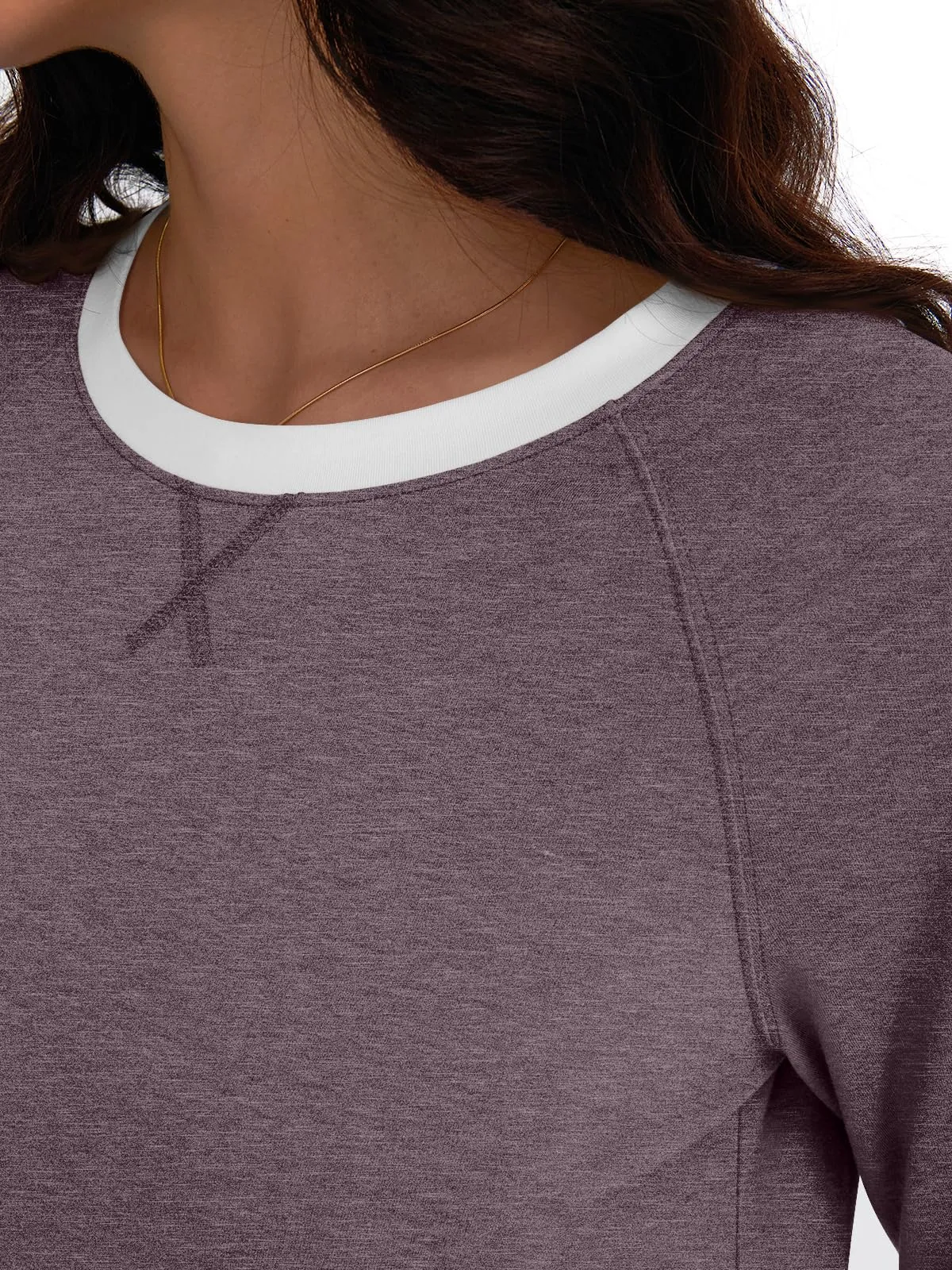 Womens Long Sleeve Shirts Color Block Casual Crewneck Tops Tshirt Basic Tees Fashion Clothes Trendy Outfits