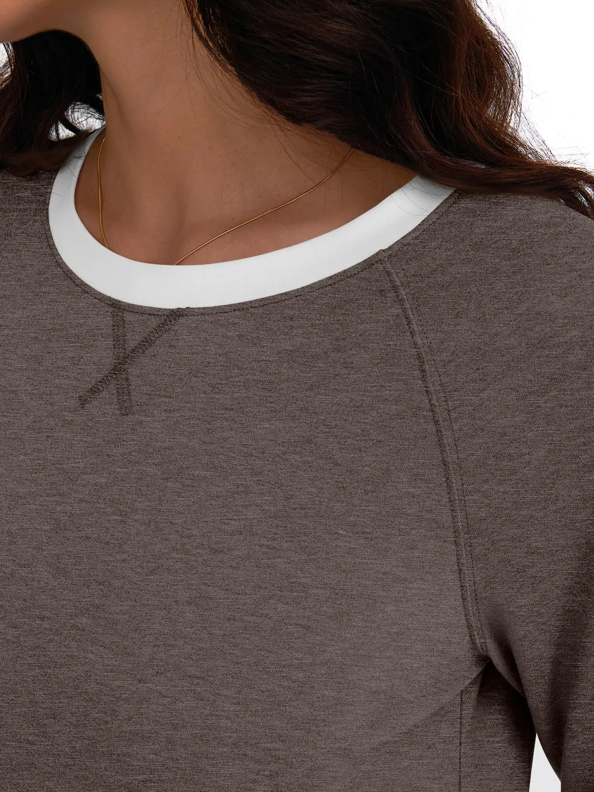 Womens Long Sleeve Shirts Color Block Casual Crewneck Tops Tshirt Basic Tees Fashion Clothes Trendy Outfits