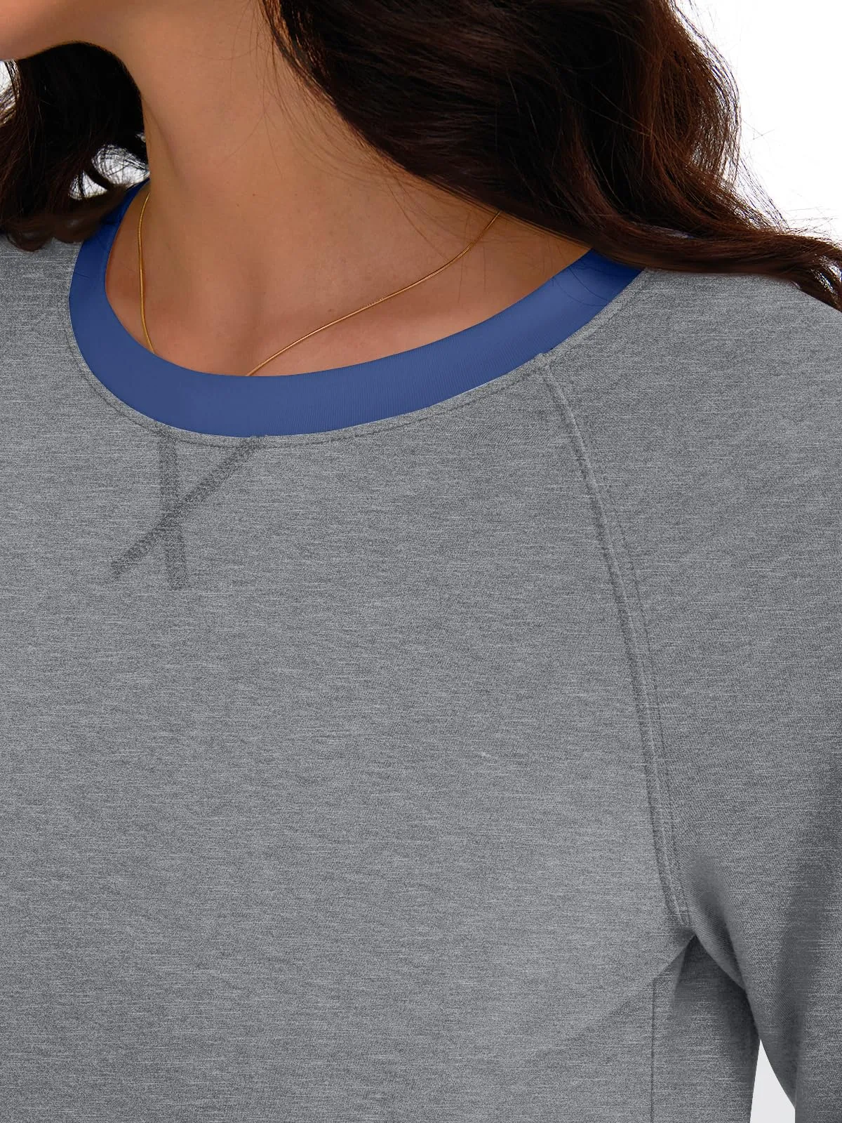 Womens Long Sleeve Shirts Color Block Casual Crewneck Tops Tshirt Basic Tees Fashion Clothes Trendy Outfits