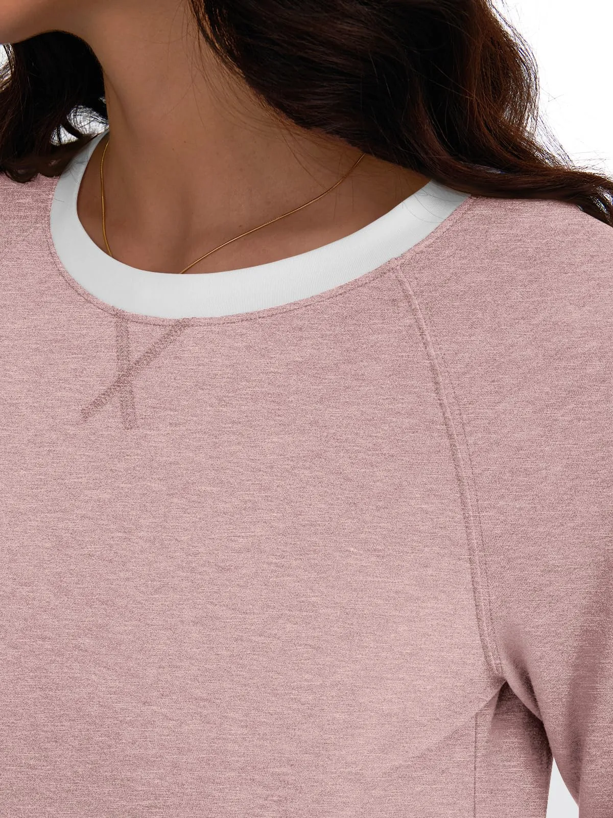 Womens Long Sleeve Shirts Color Block Casual Crewneck Tops Tshirt Basic Tees Fashion Clothes Trendy Outfits
