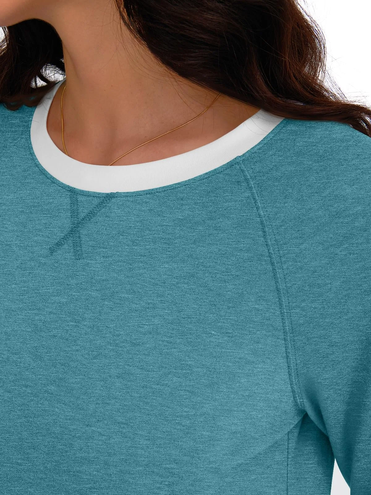 Womens Long Sleeve Shirts Color Block Casual Crewneck Tops Tshirt Basic Tees Fashion Clothes Trendy Outfits