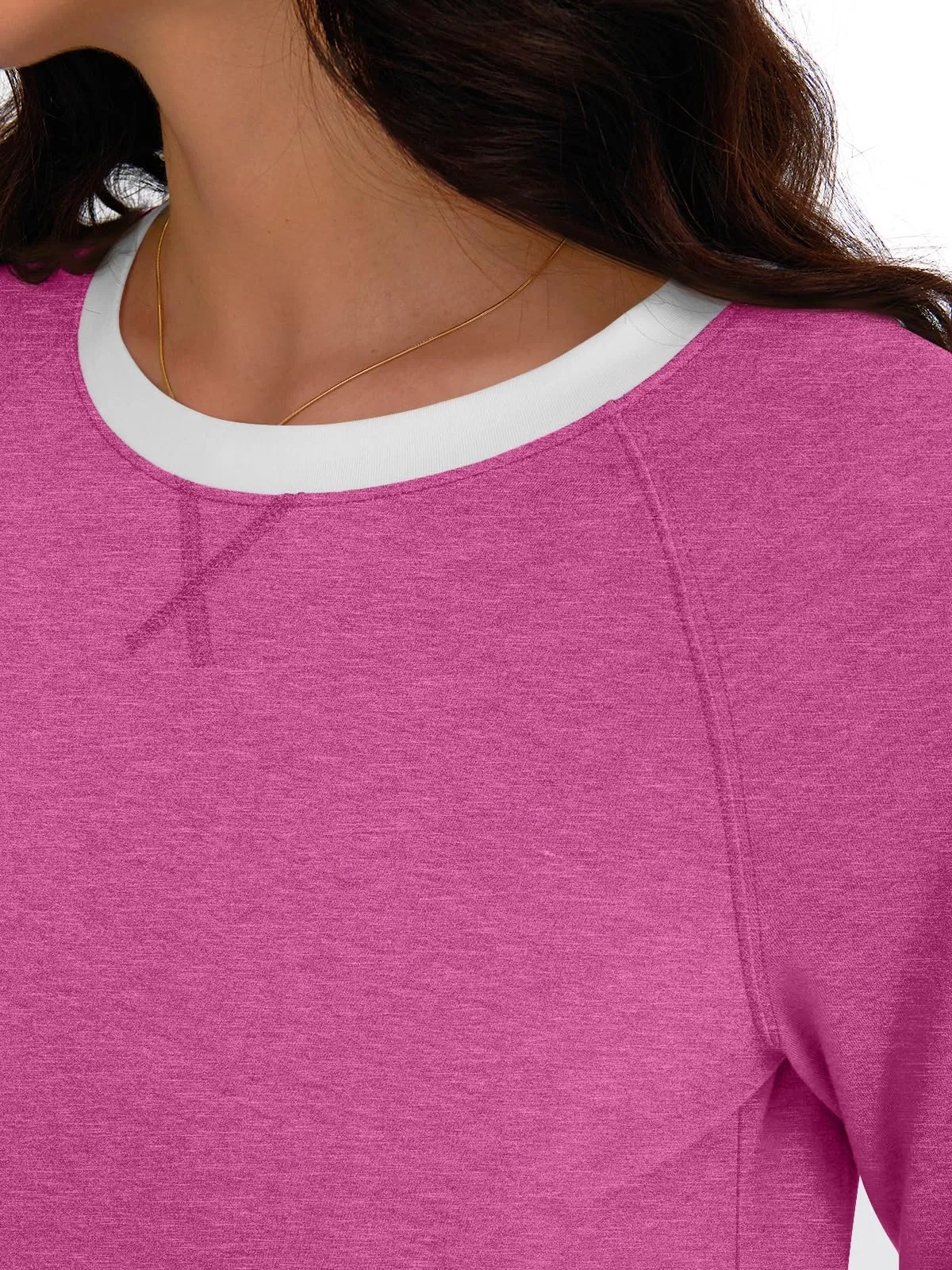Womens Long Sleeve Shirts Color Block Casual Crewneck Tops Tshirt Basic Tees Fashion Clothes Trendy Outfits