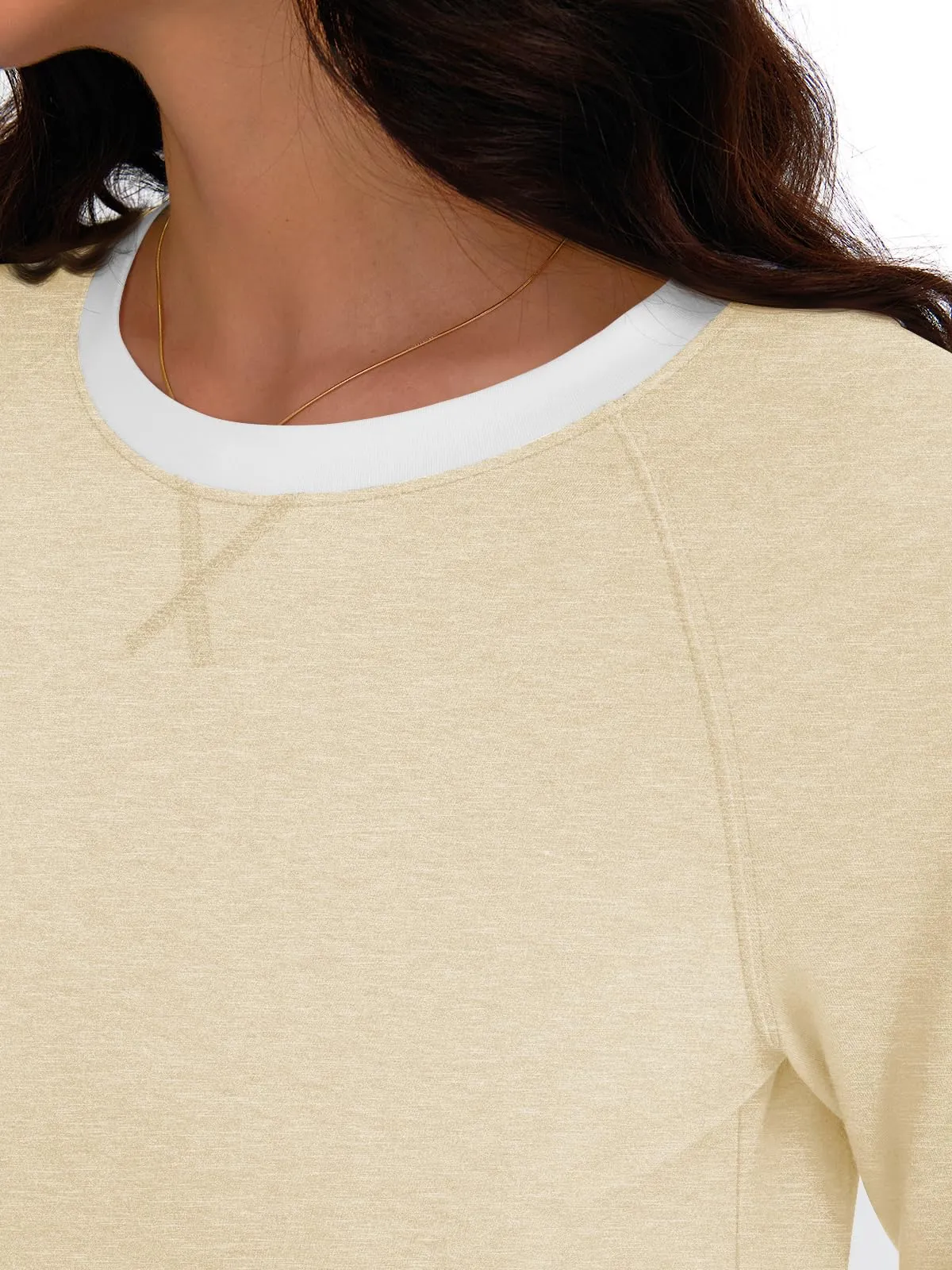 Womens Long Sleeve Shirts Color Block Casual Crewneck Tops Tshirt Basic Tees Fashion Clothes Trendy Outfits