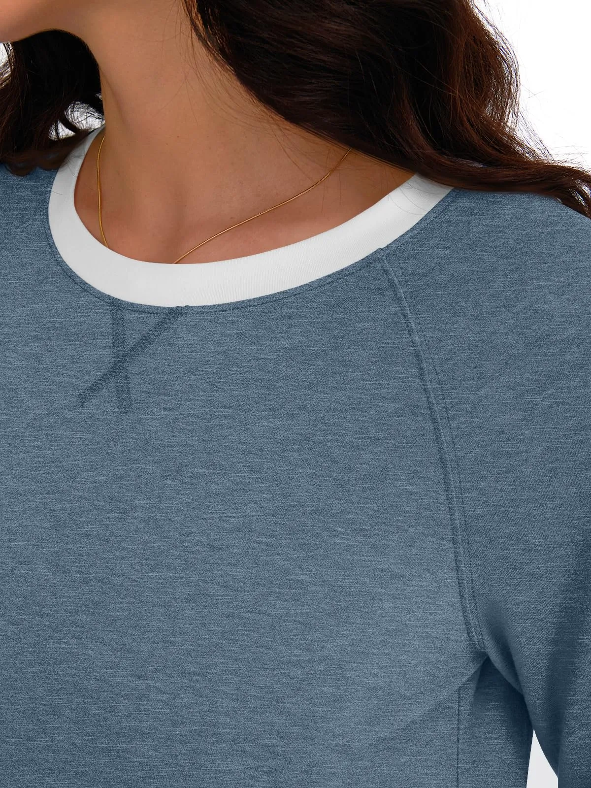 Womens Long Sleeve Shirts Color Block Casual Crewneck Tops Tshirt Basic Tees Fashion Clothes Trendy Outfits