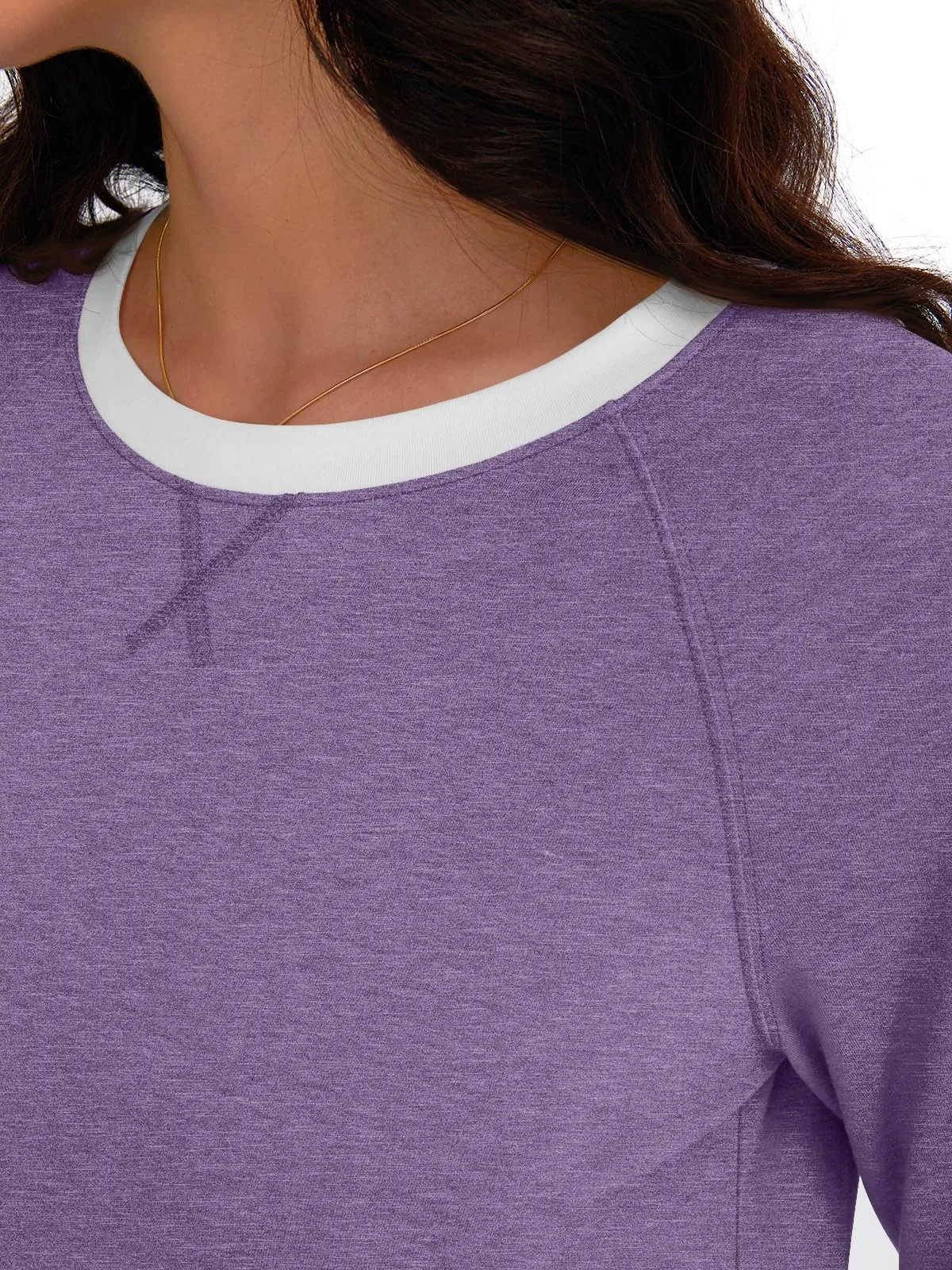 Womens Long Sleeve Shirts Color Block Casual Crewneck Tops Tshirt Basic Tees Fashion Clothes Trendy Outfits