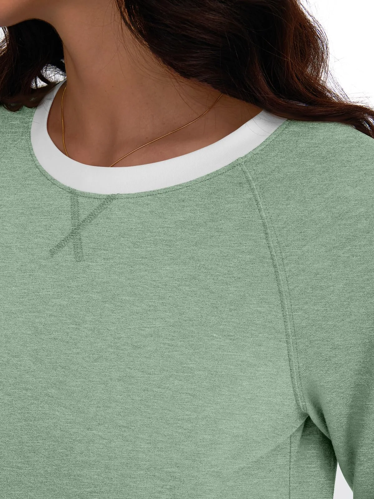 Womens Long Sleeve Shirts Color Block Casual Crewneck Tops Tshirt Basic Tees Fashion Clothes Trendy Outfits