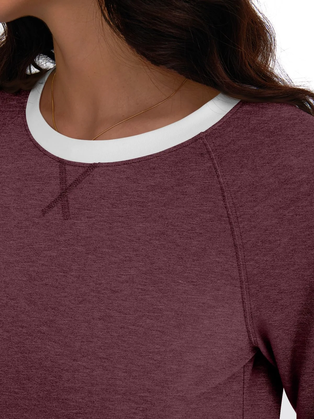 Womens Long Sleeve Shirts Color Block Casual Crewneck Tops Tshirt Basic Tees Fashion Clothes Trendy Outfits