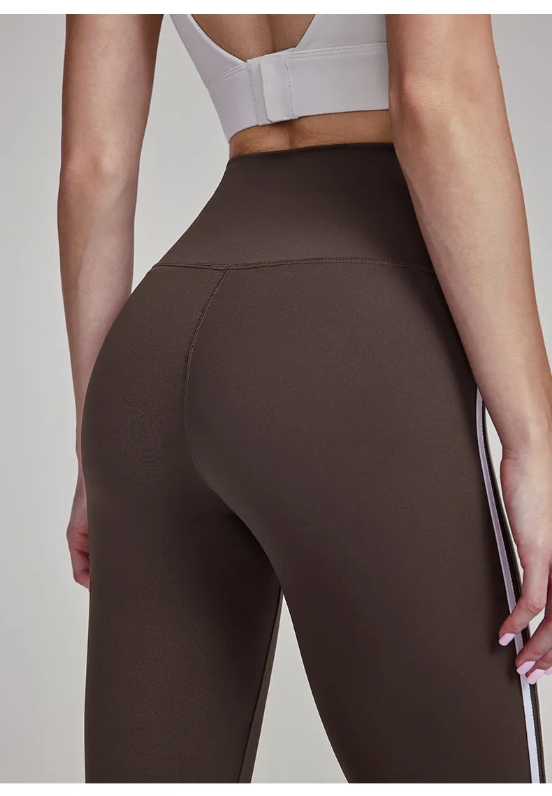 Women's Yoga Pants High-Waisted Striped Flare Pants Casual Versatile Sports Fitness Trousers