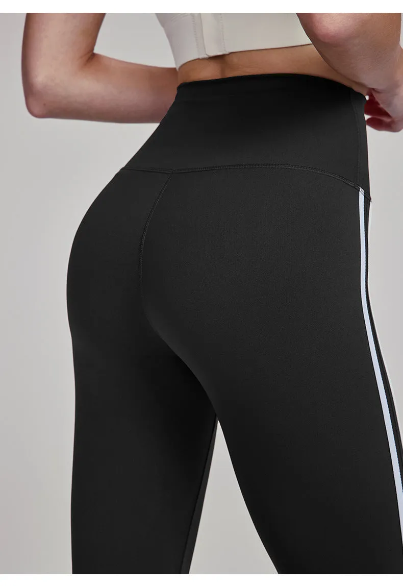 Women's Yoga Pants High-Waisted Striped Flare Pants Casual Versatile Sports Fitness Trousers